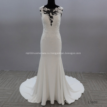 sleeveless Crystal Lace Luxury Mermaid Bridal long cinderella bride Wedding Dress with long train